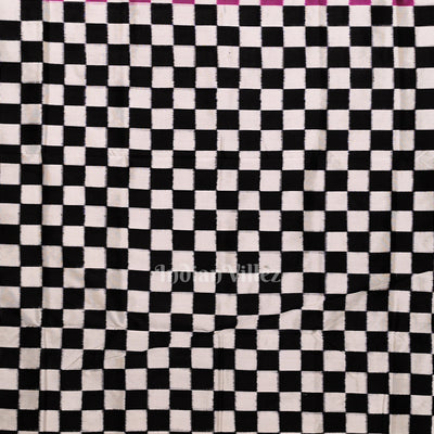 Black White & Purple Odisha Ikat Pasapali Sambalpuri Silk Saree