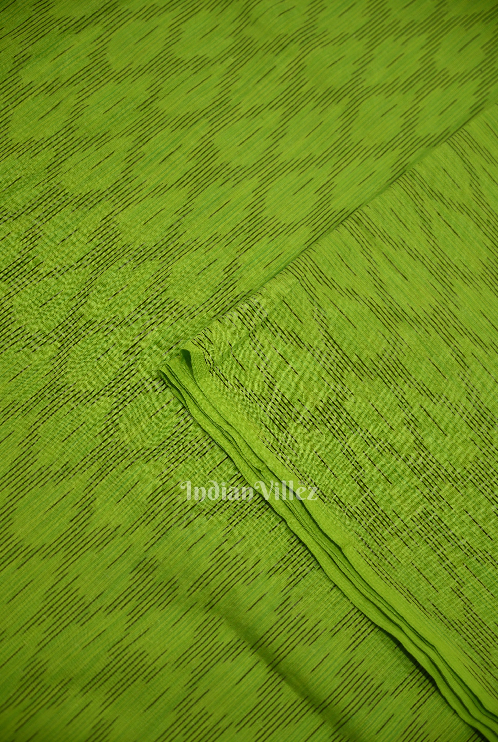 Dark Parrot Green Pochampally Ikat Cotton Fabric
