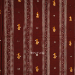 Maroon Yellow Doll Odisha Ikat Sambalpuri Cotton Dress set with Dupatta