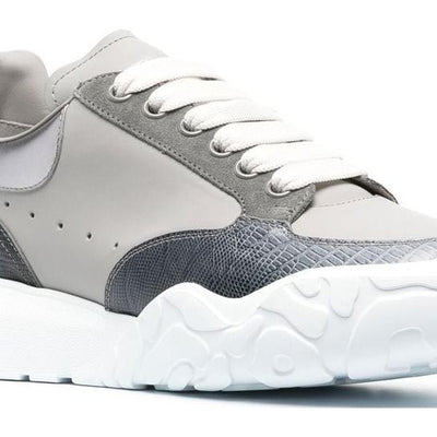 Alexander Mcqueen Oversized Court Trainer Grey Silver Navy White