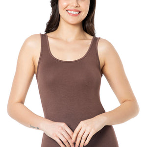 Broad Strapped Body Hugging Modal Vest - Cacao Nibs