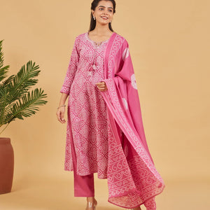 Berry Pink Printed Kurta Set