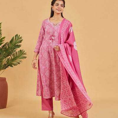 Berry Pink Printed Kurta Set