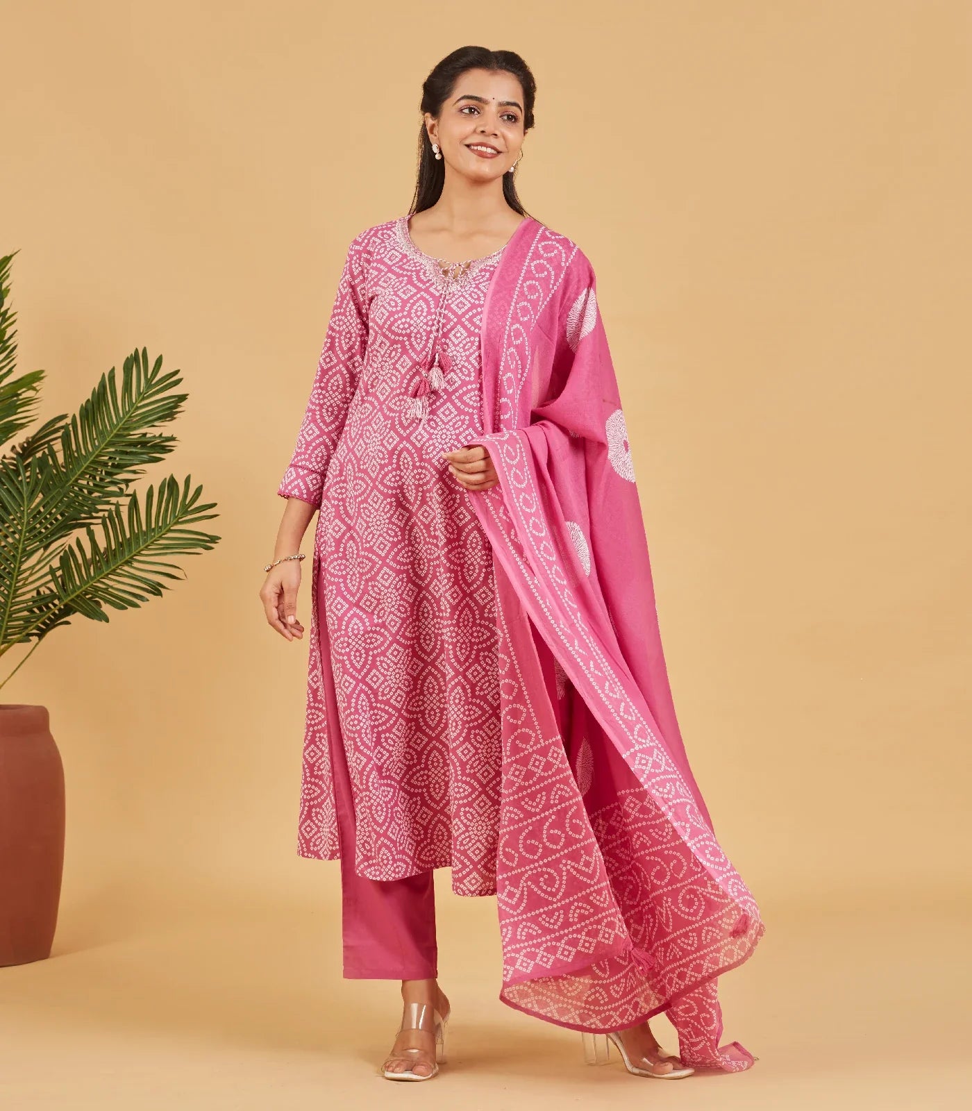 Berry Pink Printed Kurta Set