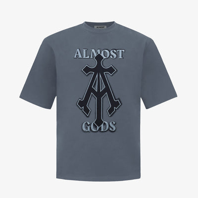 ALMOST GODS | ALPHA CROSS SPRAY PAINT TEE { GREY