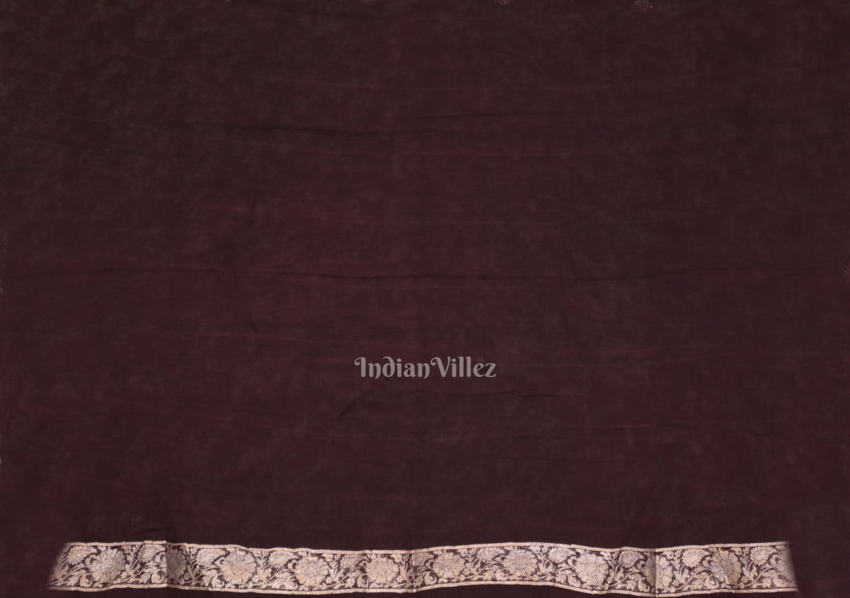 Coffee Color Pure Khaddi Chiffon Banarasi Saree