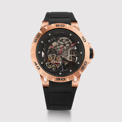 Crescent Men Automatic Black Dial Analog Silicone Watch 227-P30406