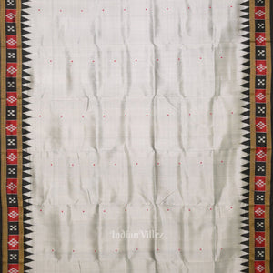 Cement Gray Buti Pasapali Border Khandua Silk Saree