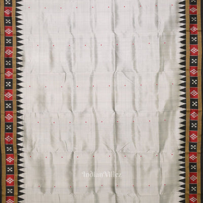 Cement Gray Buti Pasapali Border Khandua Silk Saree