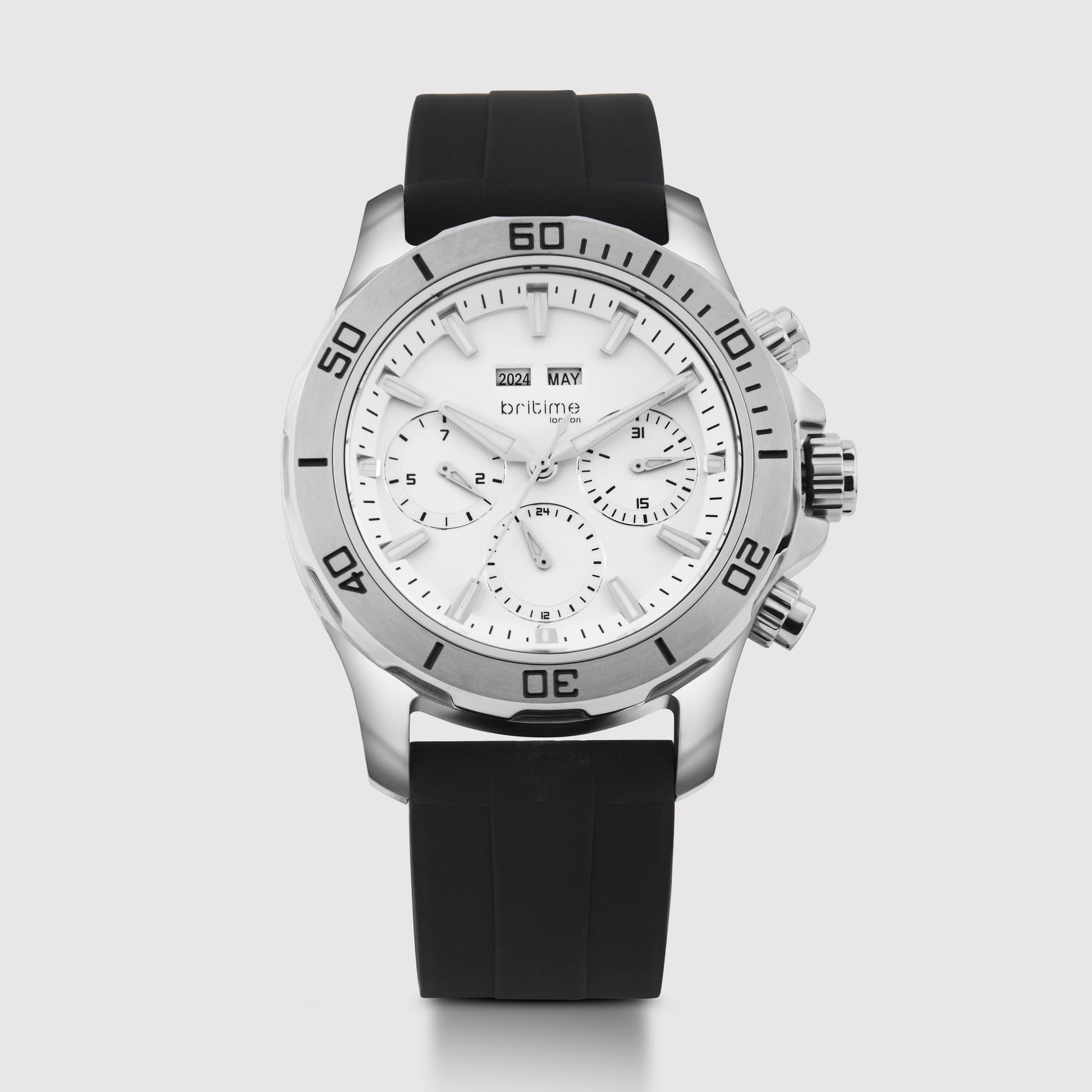 Equinox Men Automatic Silver Dial Chronograph Leather Watch 562-P10306