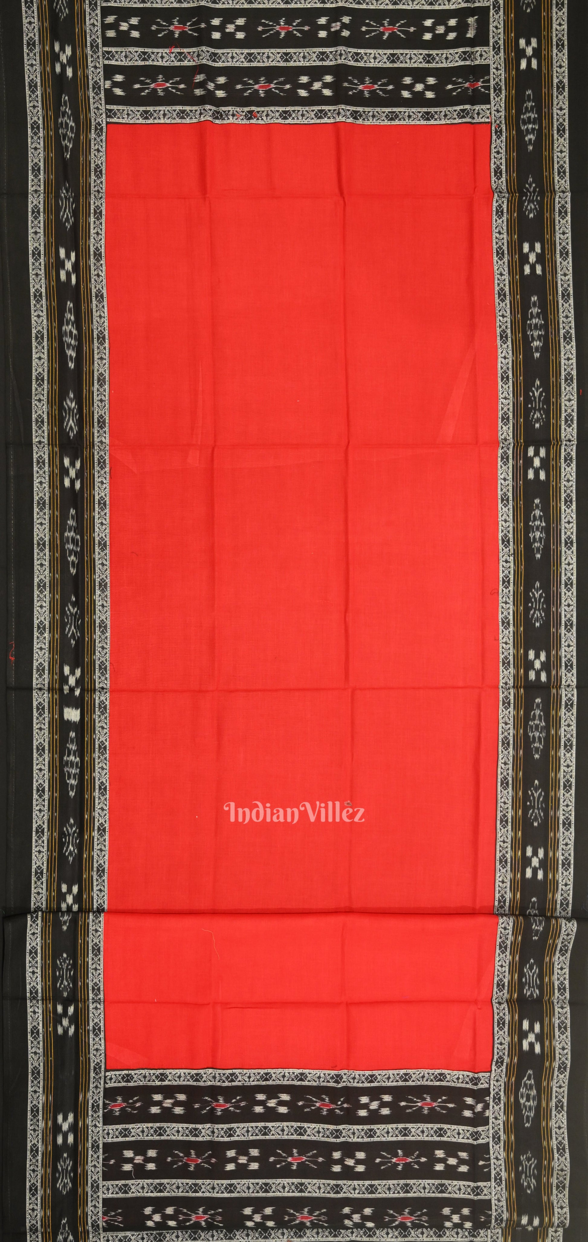 Black Red Pasapali Sambalpuri Cotton Dress set with Dupatta