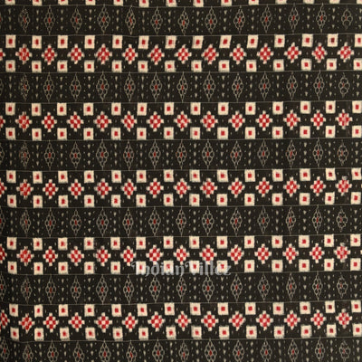 Black Pasapali Sambalpuri Ikat Cotton Fabric