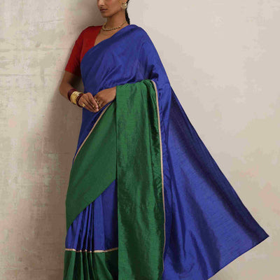 trueBrowns Blue Silk Ready To Wear Saree