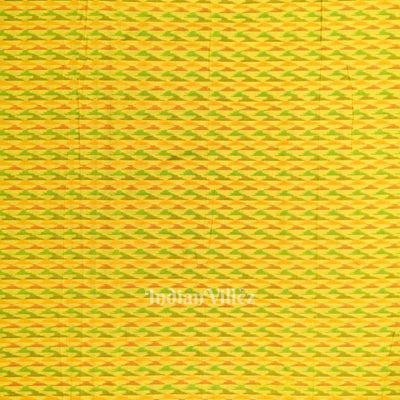 Yellow Pochampally Ikat Silk Cotton (Sico) Fabric