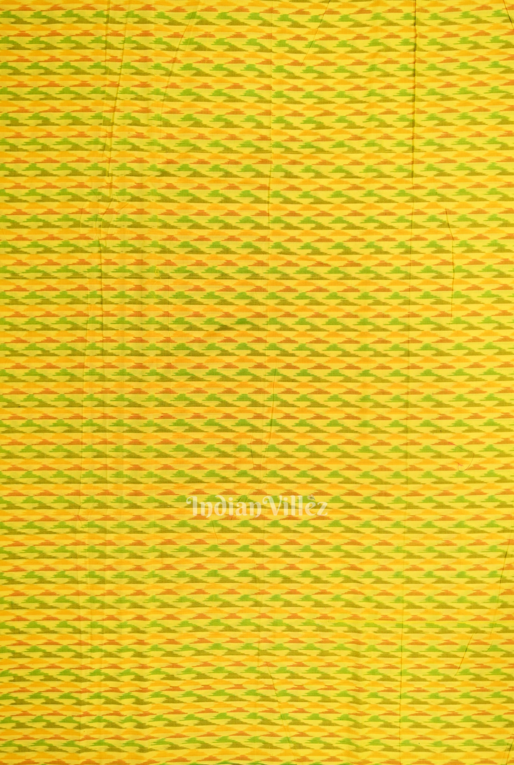 Yellow Pochampally Ikat Silk Cotton (Sico) Fabric
