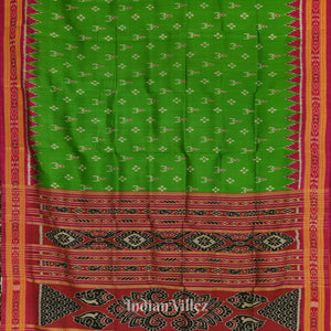 Green Pink Mayur Chandrika Khandua Silk Saree