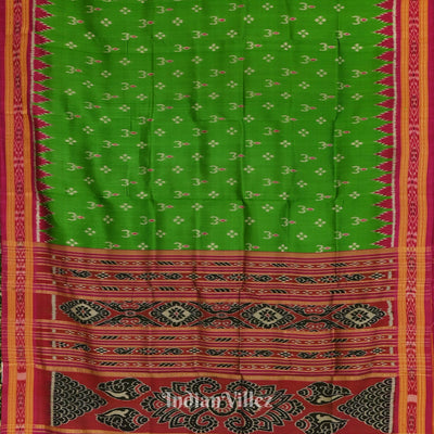 Green Pink Mayur Chandrika Khandua Silk Saree