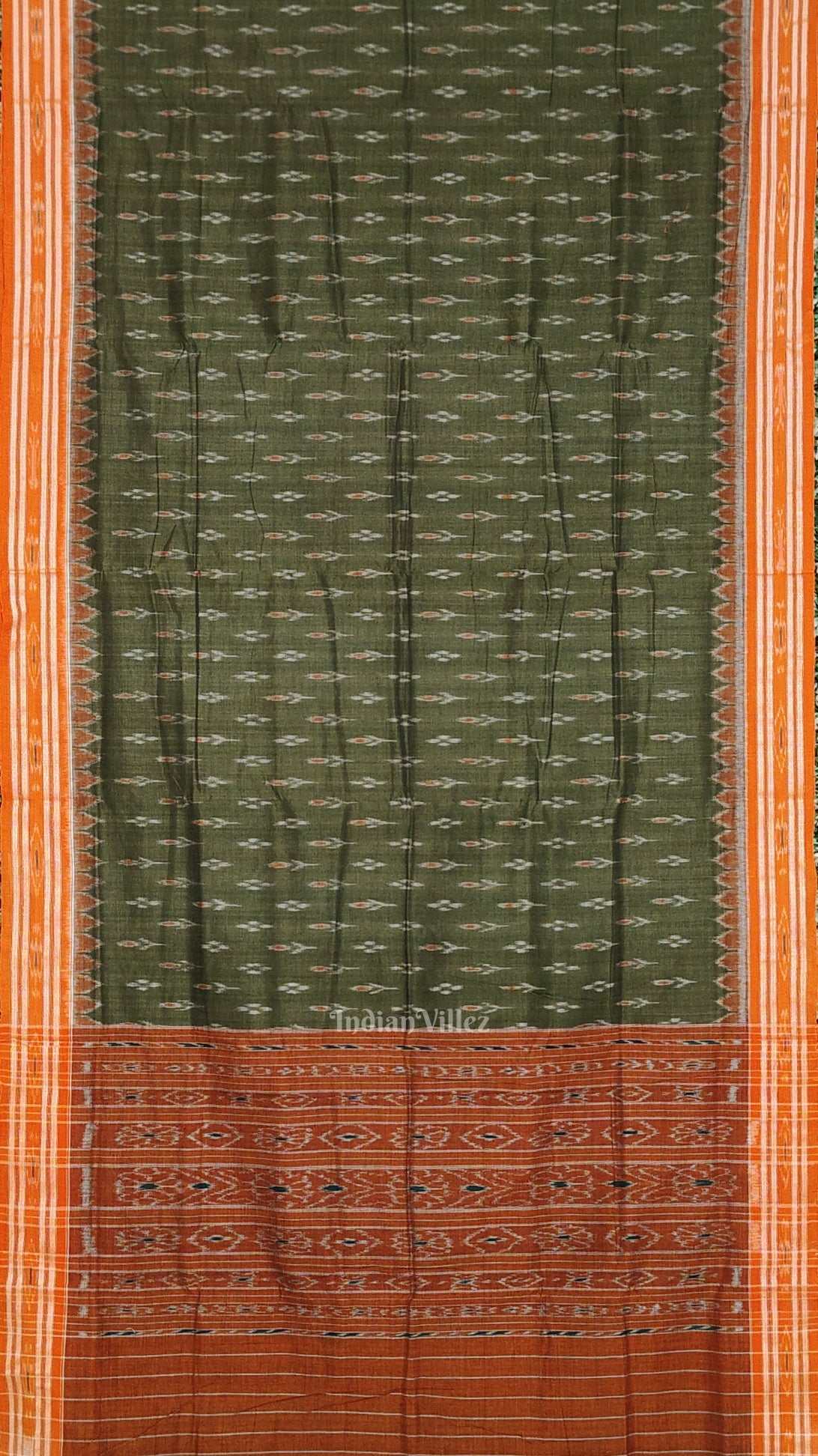 Mehendi Green Mayur Chandrika Maniabandha Cotton Saree