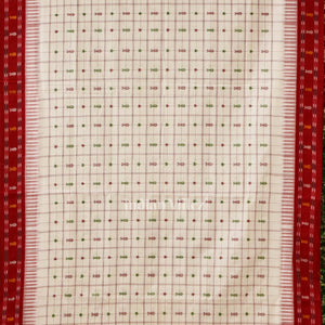 White Hazar Buti Odisha Ikat Sambalpuri Pure Cotton Saree