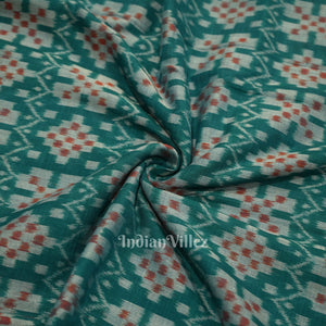 Green Pasapali Sambalpuri Ikat Cotton Fabric