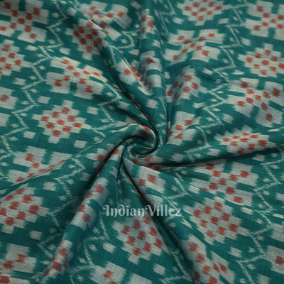 Green Pasapali Sambalpuri Ikat Cotton Fabric