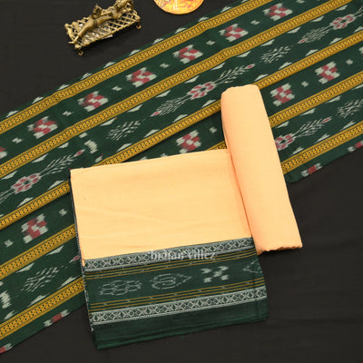 Green Cream  Maniabandha Sambalpuri Cotton Dress set & Dupatta