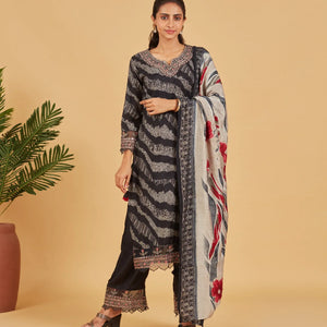 Black Printed Kurta Set
