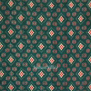 Dark Green Pasapali Sambalpuri Ikat Cotton Fabric