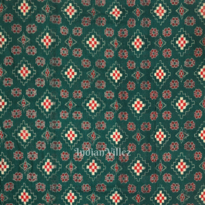Dark Green Pasapali Sambalpuri Ikat Cotton Fabric