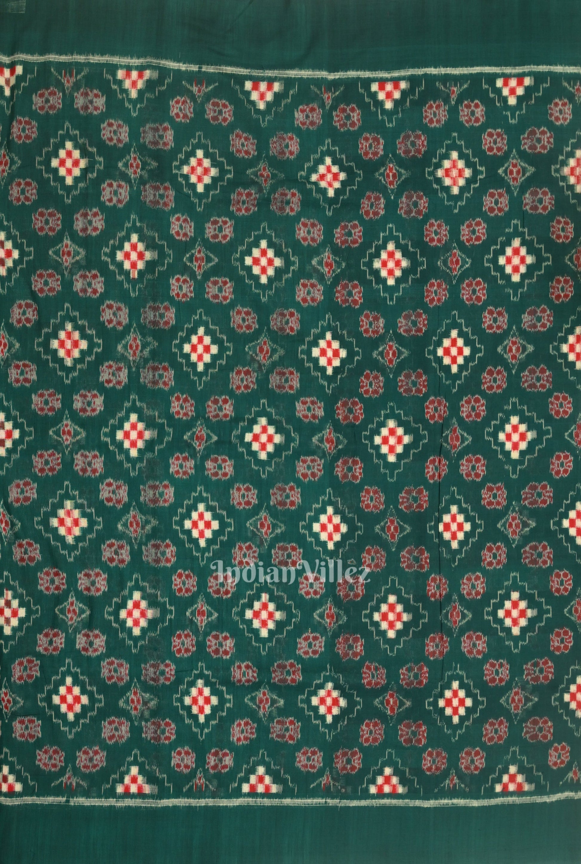 Dark Green Pasapali Sambalpuri Ikat Cotton Fabric