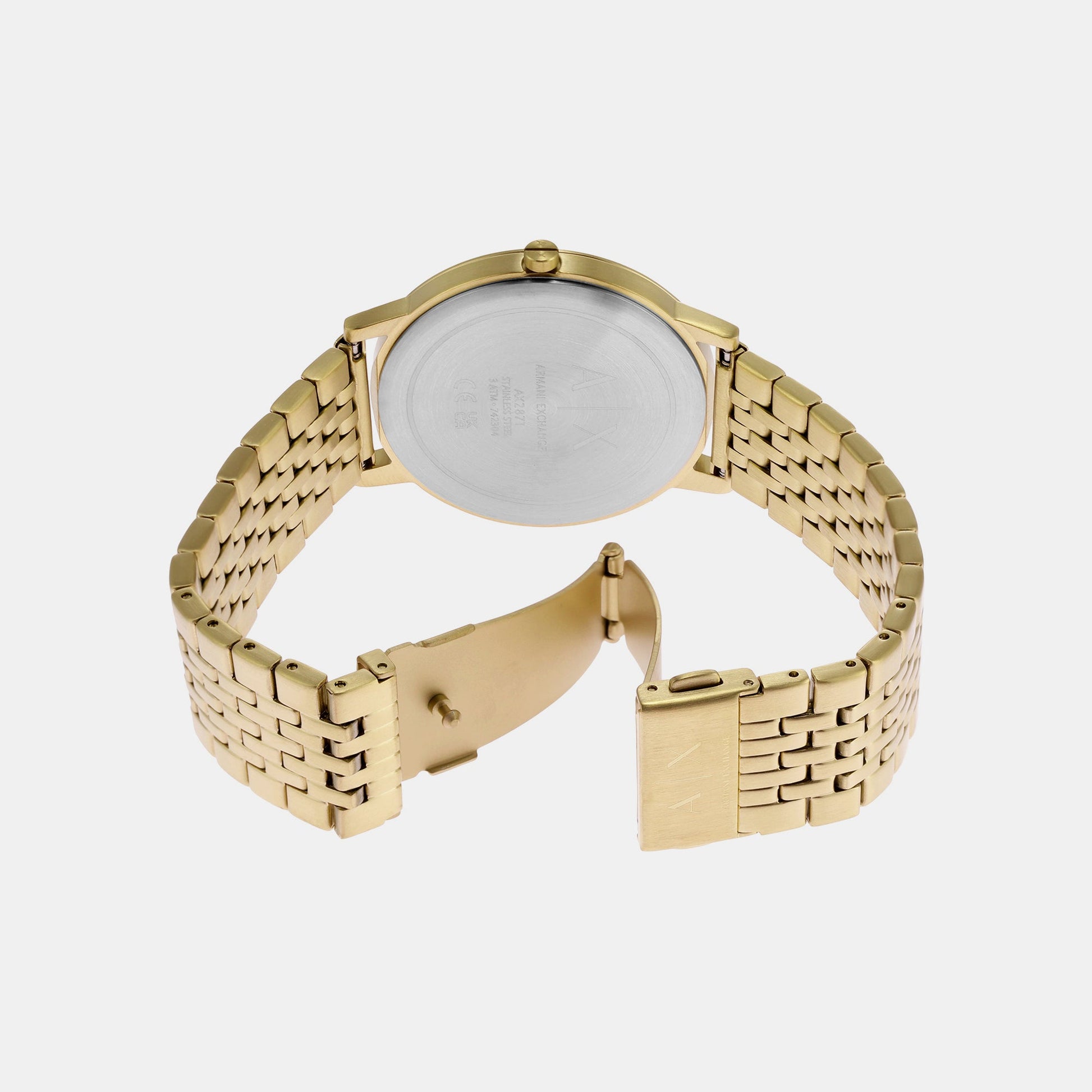 Dale Men Quartz Gold Dial Analog Stainless Steel Watch AX2871