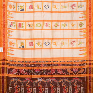 White Yellow Nabakothi  Khandua Silk Saree