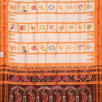 White Yellow Nabakothi  Khandua Silk Saree