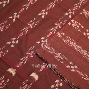 Marron Mayur Chandrika Sambalpuri Ikat Cotton Fabric