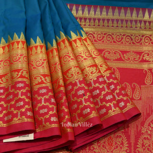 Copper Sulphate Pure Kanjivaram Silk Saree