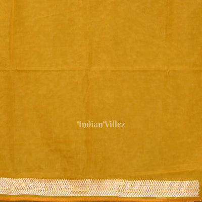 Mustard Yellow Parsi Gara Floral Motif Hand Embroidered Saree