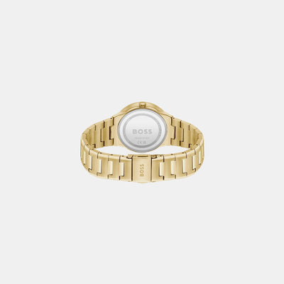 Breath Women Quartz Gold Dial Analog Stainless Steel Watch 1502715