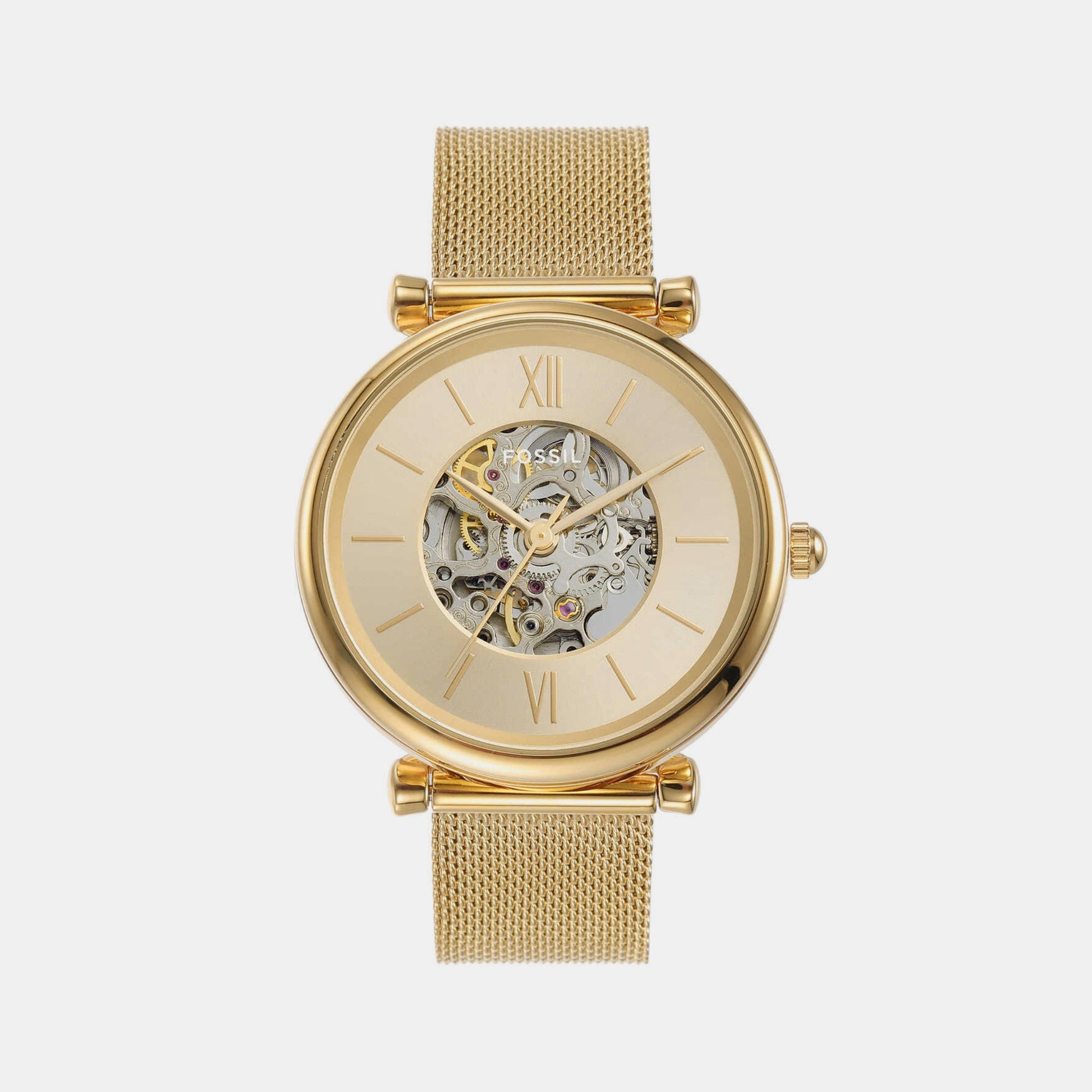 Carlie Women Automatic Gold Dial Analog Stainless Steel Watch ME3250