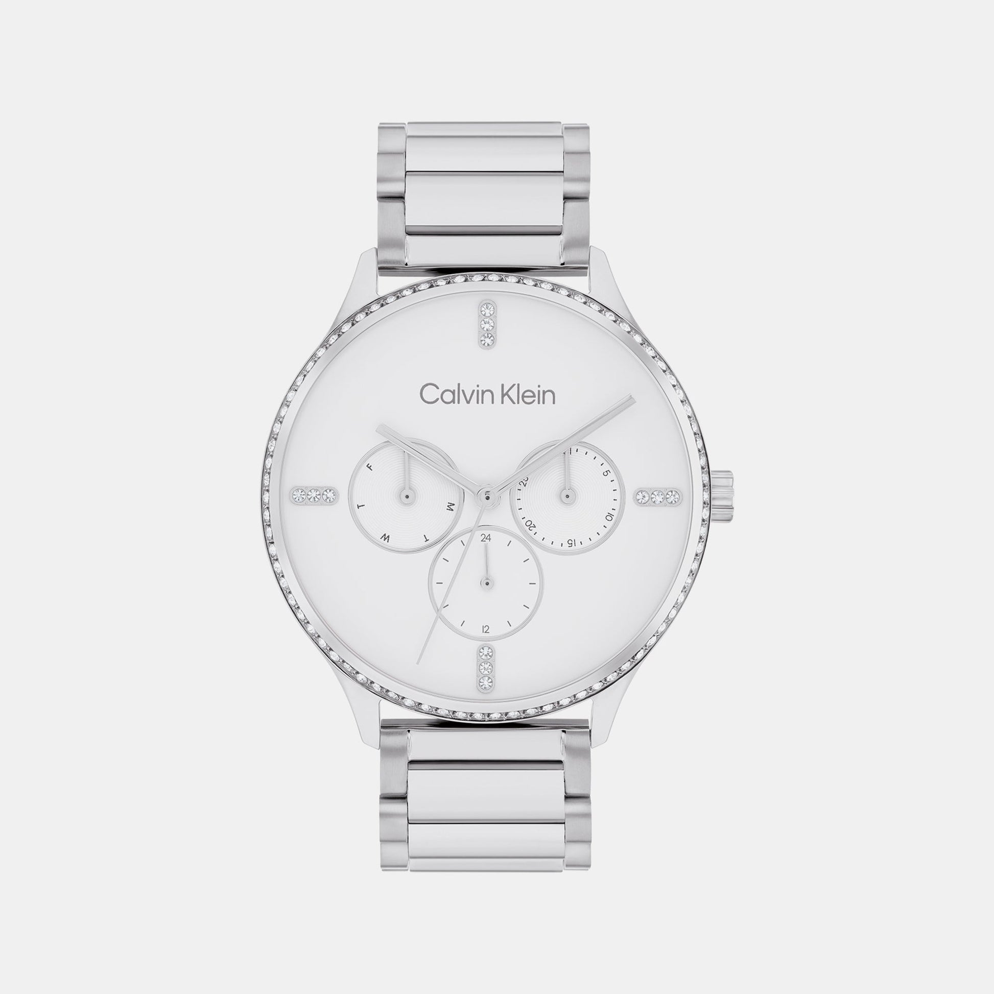 Ck Dress Women Quartz White Dial Multi-Function Stainless Steel Watch 25200373