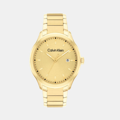 Define Men Quartz Gold Dial Analog Stainless Steel Watch 25200349