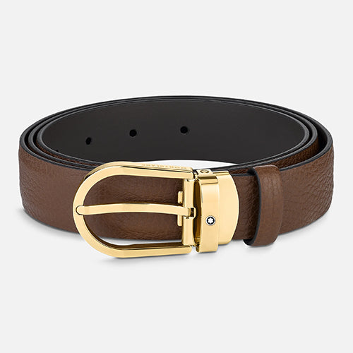 Mont Blanc, Horseshoe buckle brown 30 mm leather belt