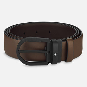 Mont Blanc, Horseshoe buckle brown 35 mm leather belt