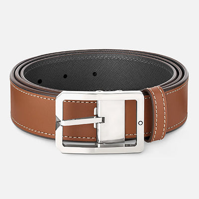 Mont Blanc, Tan/Grey 35 mm reversible leather belt