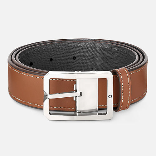 Mont Blanc, Tan/Grey 35 mm reversible leather belt