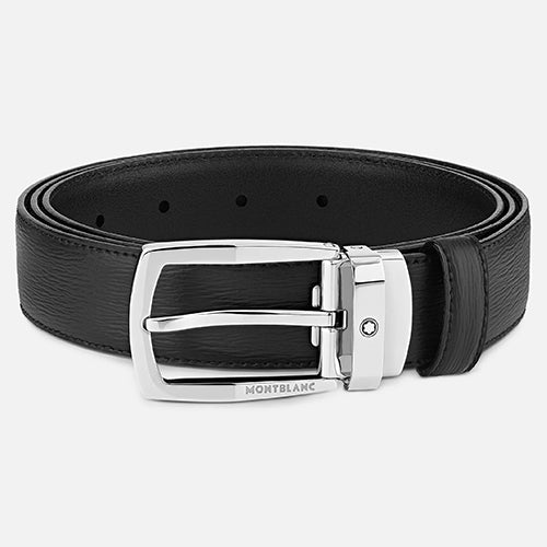 Mont Blanc, Black 30 mm leather belt