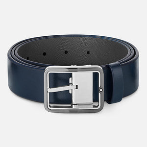 Mont Blanc, Blue/grey 35 mm reversible leather belt