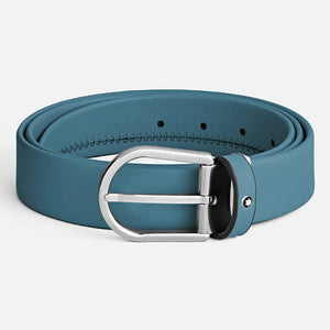 Mont Blanc, Horseshoe Buckle Smoky Blue 35 mm Leather Belt