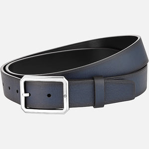 Mont Blanc, Blue/black 35 mm reversible leather belt