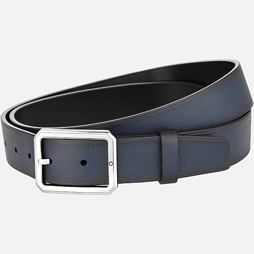 Mont Blanc, Blue/black 35 mm reversible leather belt