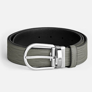 Mont Blanc, Horseshoe Buckle Medium Grey 35 mm Leather Belt